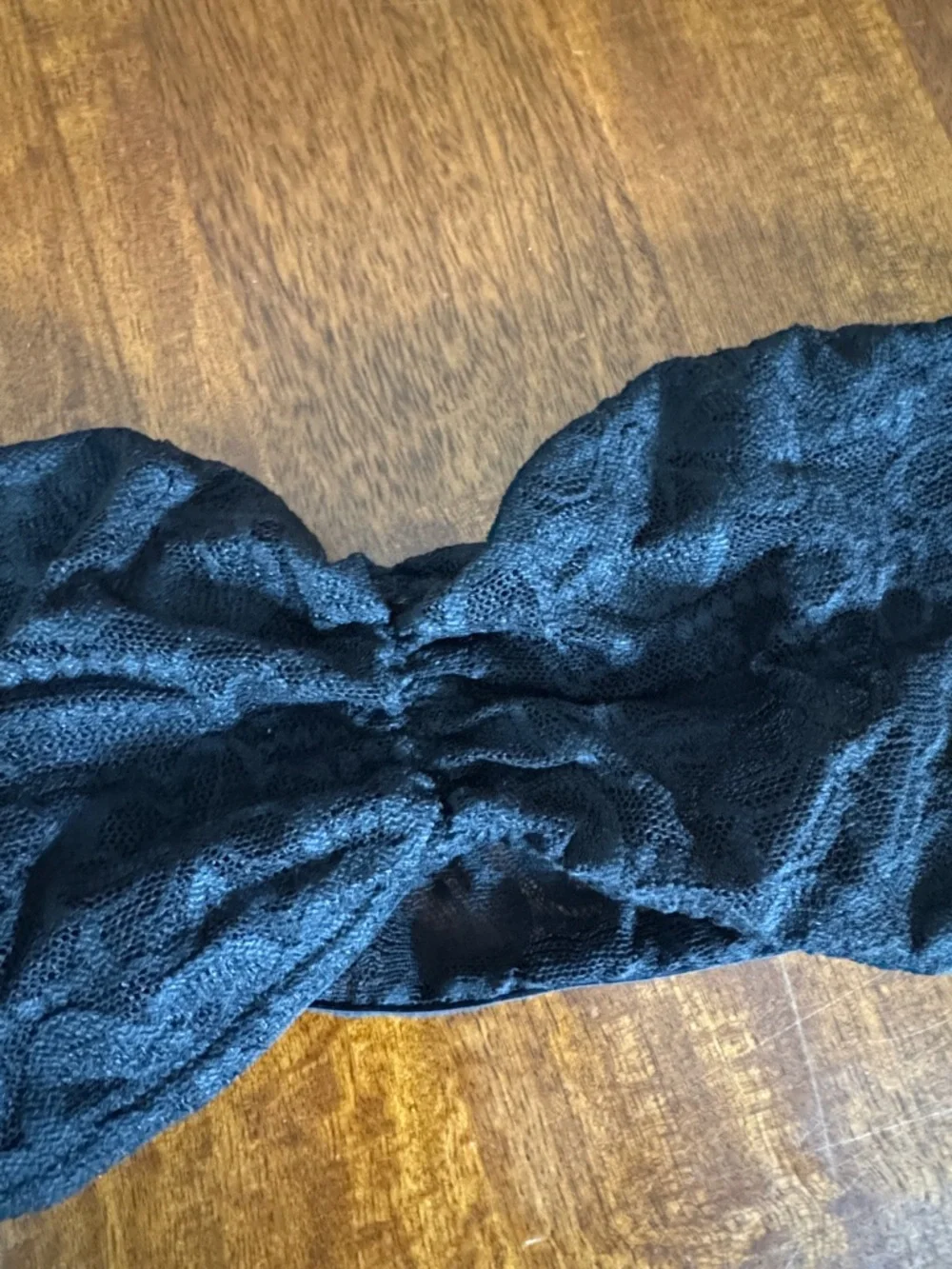 Pink by Victorias Secret Black Lace Strapless Bandeau Bralette size L